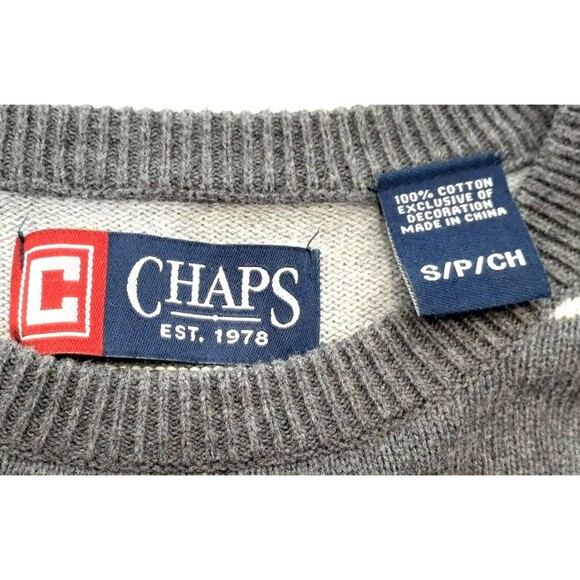 Chaps Sweater Size Small Gray Striped 100% Cotton #C08 - Picture 4 of 6